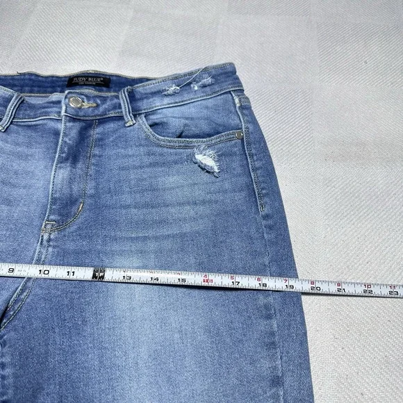 Judy Blue High Rise Slim Fit Jeans 9/29 Distressed Stretch Denim Medium Wash - Picture 12 of 16